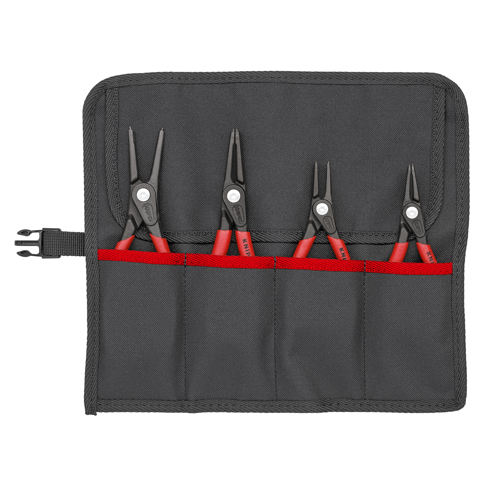 KNIPEX Precision Snap Ring Pliers Set in Tool Roll - 4 Pcs, Steel, Model# 00 19 57